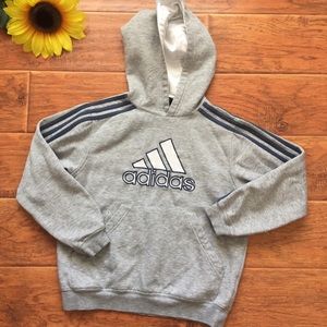 Adidas hoodie grey with blue stripes S